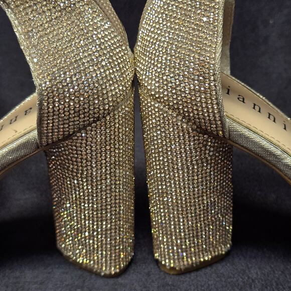 Gianni Bini Silver Chellsie Glitter Platform Dress Sandals High Heels - Picture 2 of 11